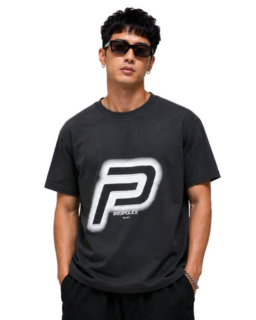 POLICE Men Spray Effect Graphic Detailing T-Shirt