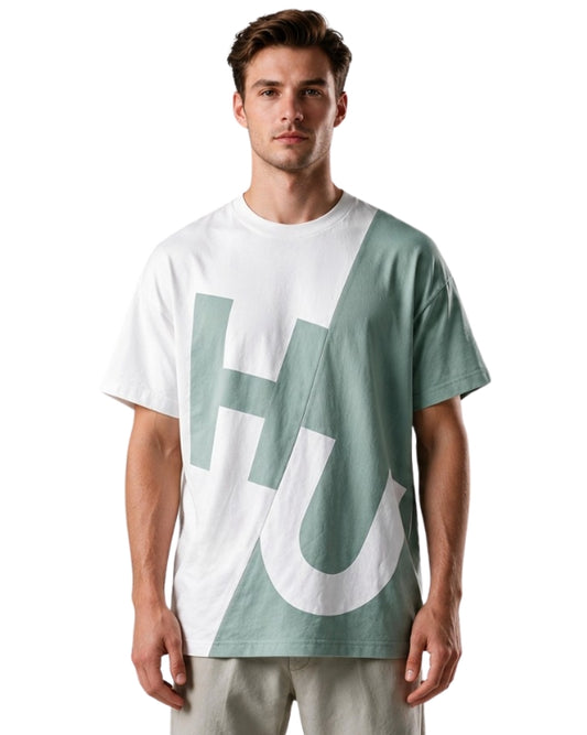 HUGO BOSS Men Eye-Catching Two-Tone Design T-Shirt