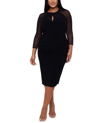 BETSY & ADAM Women Beaded-Sleeve Bodycon Dress