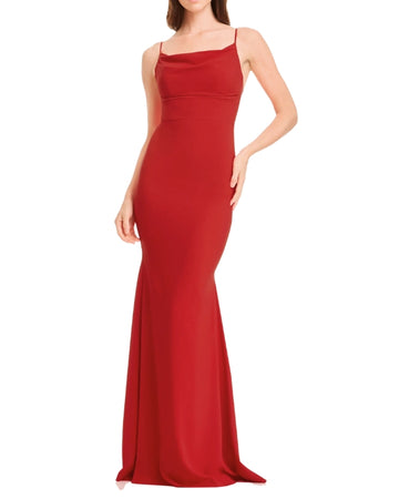 DRESS THE POPULATION Women Flared Mermaid-Style Hem Dress