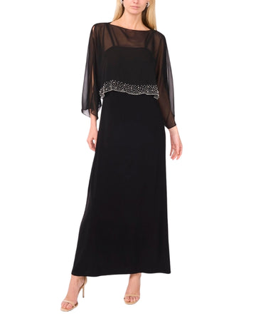 MKS Women Sheer Chiffon Overlay Dress