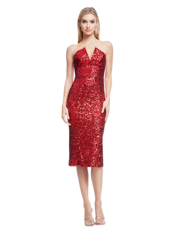 DRESS THE POPULATION Women Allover Sequin Embellishment Dress