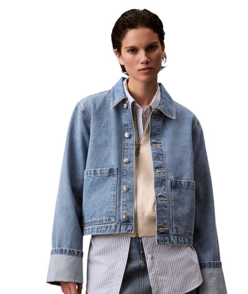 CALVIN KLEIN Women Cuff Sleeves Denim Jacket