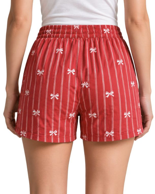 AEIRE Women Allover Bow Pyjama Short