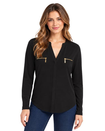 INC INTERNATIONAL CONCEPTS Women Decorative Zip Pocket Top
