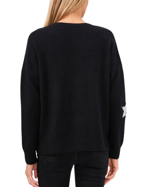 CECE Women Merino Wool Sequined Pullover Sweater