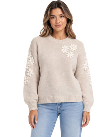 VINCE Women 3D Floral Sweather