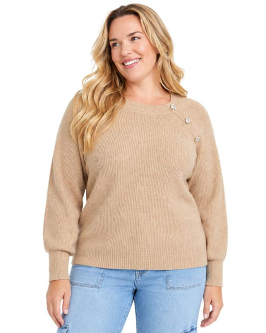 ON 34TH Women Decorative Jewel Style Button Sweater