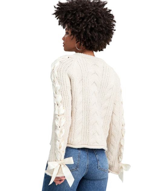 AND NOW THIS Women Satin-Bow-Sleeve Sweater