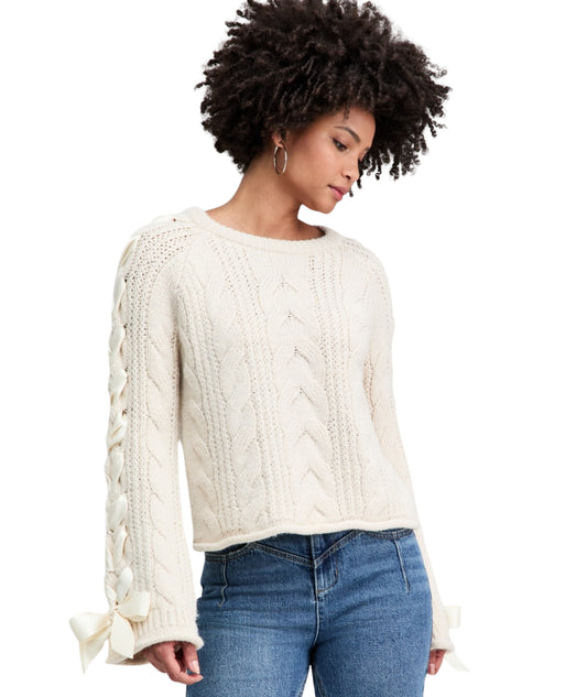 AND NOW THIS Women Satin-Bow-Sleeve Sweater