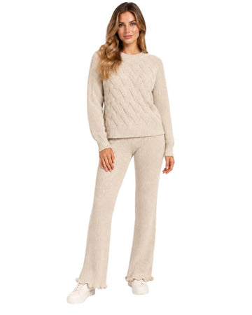 JENNYFER Women Textured Knit Cozy 2 Pcs Set