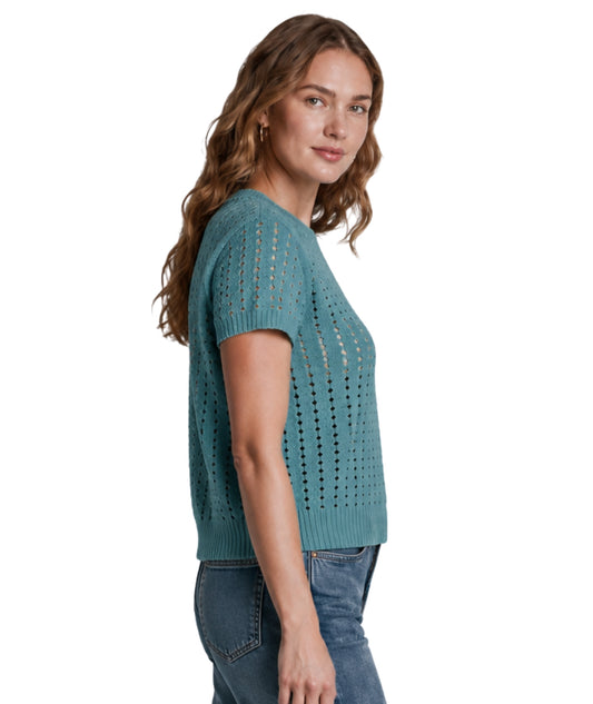 DKNY Women Crochet Short Sleeve T-Shirt