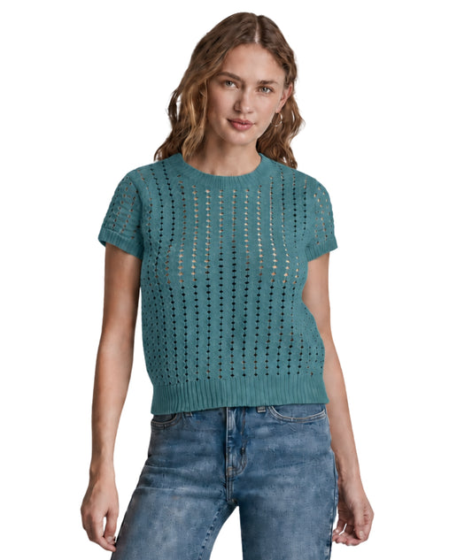 DKNY Women Crochet Short Sleeve T-Shirt