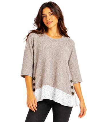ENCUENTRO Women Buttons Designed T-Shirt