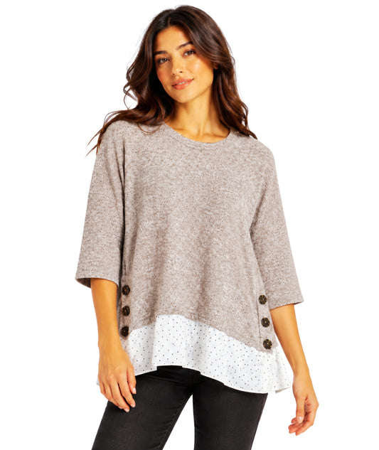 ENCUENTRO Women Buttons Designed T-Shirt