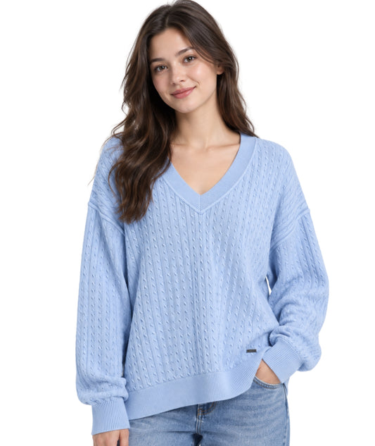DKNY Women Vertical Cable Knit Texture T-Shirt