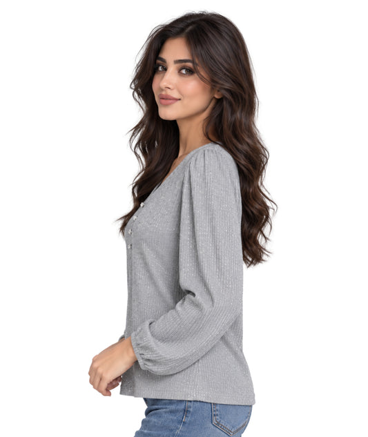 ENCUENTRO Women Balloon Sleeves T-Shirt