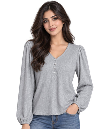 ENCUENTRO Women Balloon Sleeves T-Shirt
