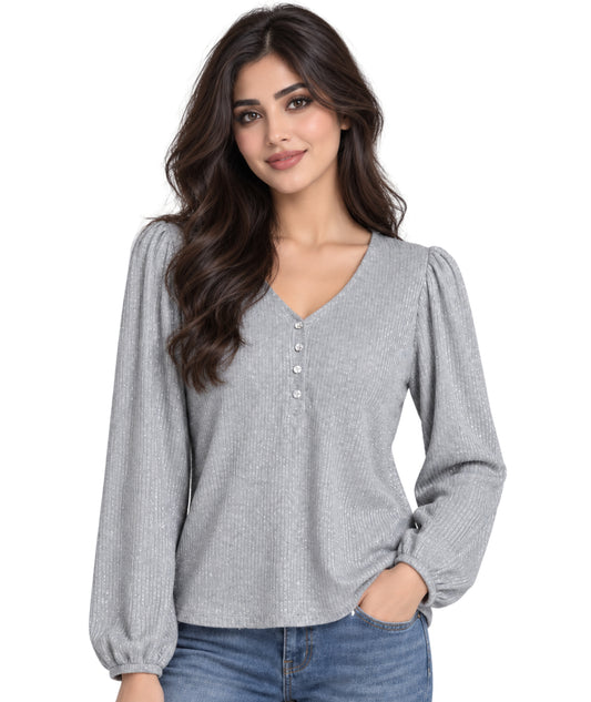 ENCUENTRO Women Balloon Sleeves T-Shirt