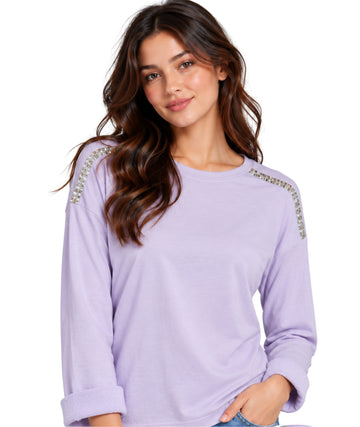 ENCUENTRO Women Designed Cuffs Long Sleeve T-Shirt