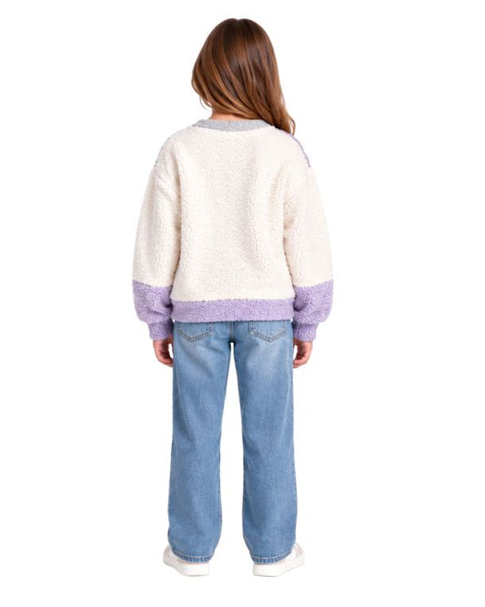 Girls Colorblock Fuzzy Sweater