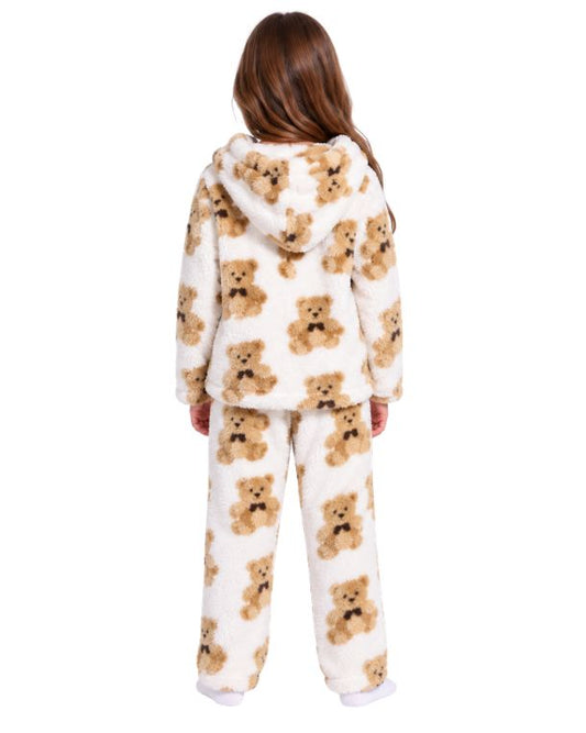 Girls Teddy Bear Fleece Pyjama Set