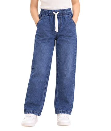 KIABI Kids Girls Elasticated Waistband Jeans