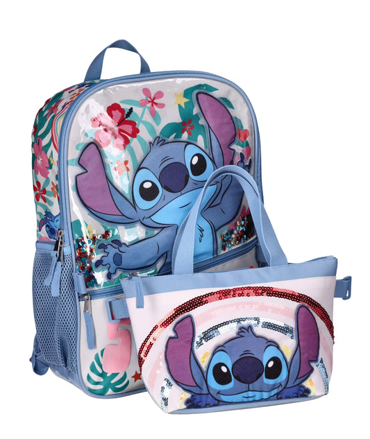 DISNEY Kids Girls Lilo & Stitch Backpack with Lunch Bag 2-Piece Set
