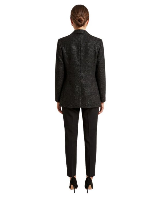 ECUENTRO Women Checked Shimmering Blazer