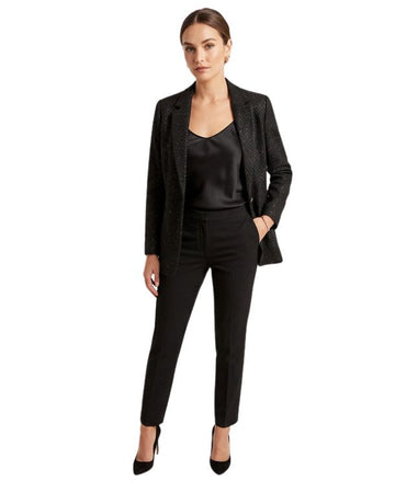ECUENTRO Women Checked Shimmering Blazer