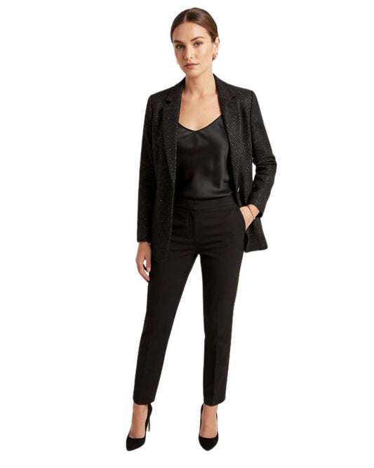 ECUENTRO Women Checked Shimmering Blazer