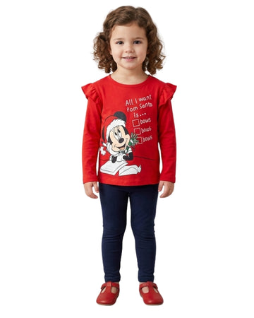 DISNEY Baby Girls Minnie Mouse Christmas T-Shirt