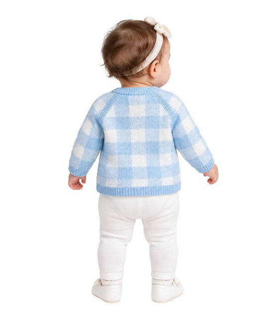 ADVENTURE Baby Girls Checkered Knit Cardigan