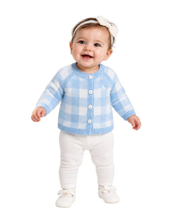 ADVENTURE Baby Girls Checkered Knit Cardigan
