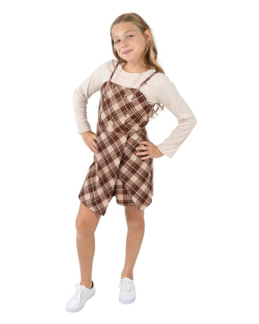 RARE EDITIONS Girls Plaid Overall Romper