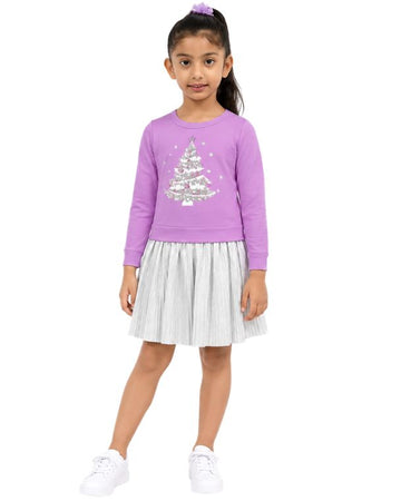 LILT Girls Decorative Christmas Tree Dress