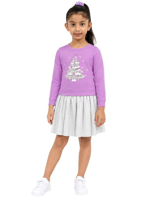 LILT Girls Decorative Christmas Tree Dress