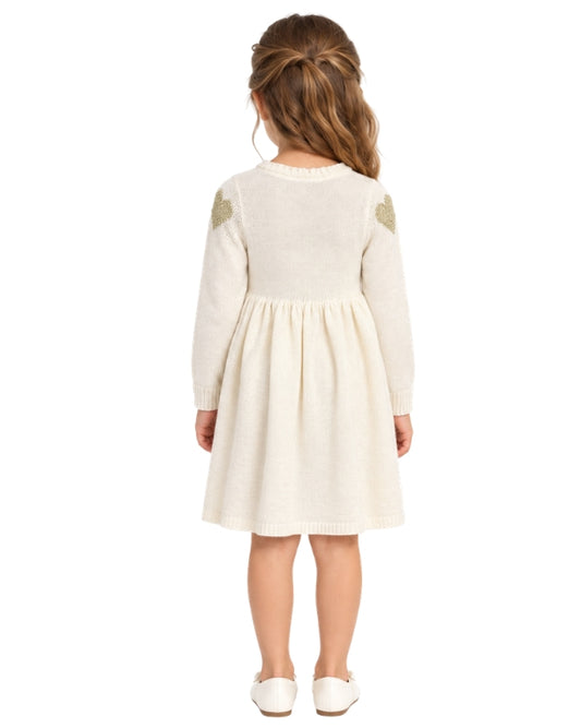 DEREK HEART Girls Gold Glitter Heart Details Dress