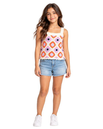 RARE EDITIONS Girls Colorful Crochet Sleeveless Top