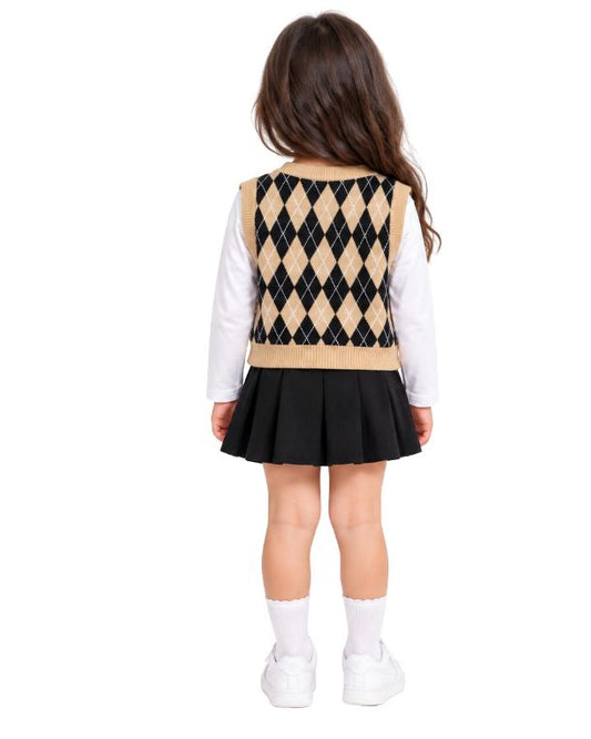Girls Argyle Diamond Knit Sweater Vest