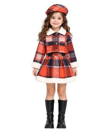 Girls 3 Pcs Plaid Classic Set
