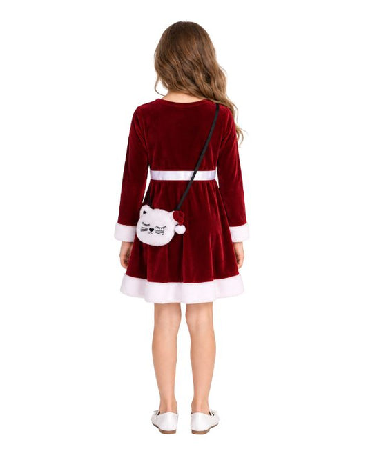 LILT Girls Holiday Soft Velvet Dress