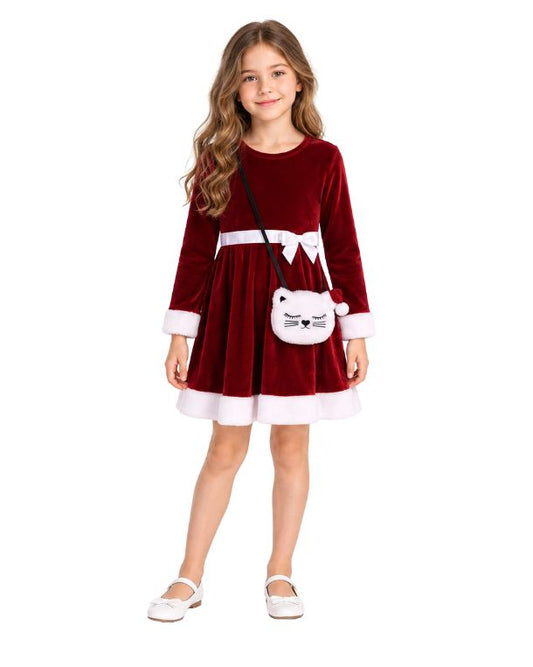 LILT Girls Holiday Soft Velvet Dress