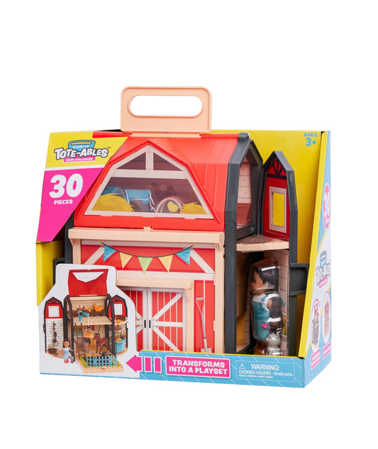 KIDKRAFT TOTE-ABLES Portable Barn Dollhouse with Doll Included Storage 30 Accessories