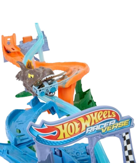 HOT WHEELS Racer Verse Jurassic World Rebirth Crash & Splash Track Set