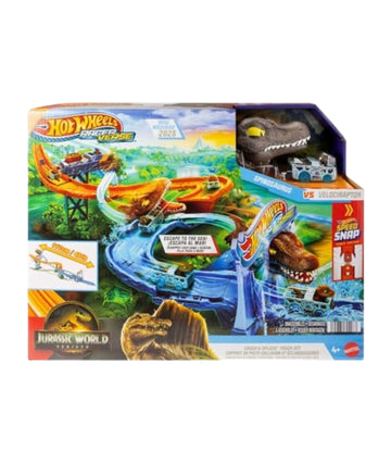 HOT WHEELS Racer Verse Jurassic World Rebirth Crash & Splash Track Set