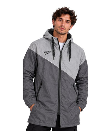 SPEEDO Men Grey Hooded Long Jacket