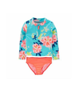 Girls Floral Long Sleeve Swim Top