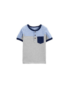 Boys Color Blocked Henley T-Shirt