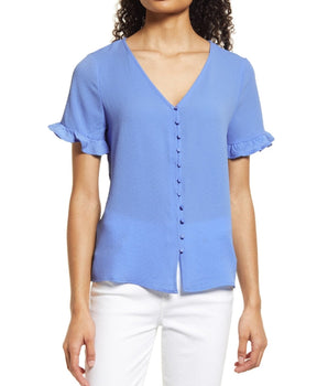 Women Ruffed Sleeve Blouse 